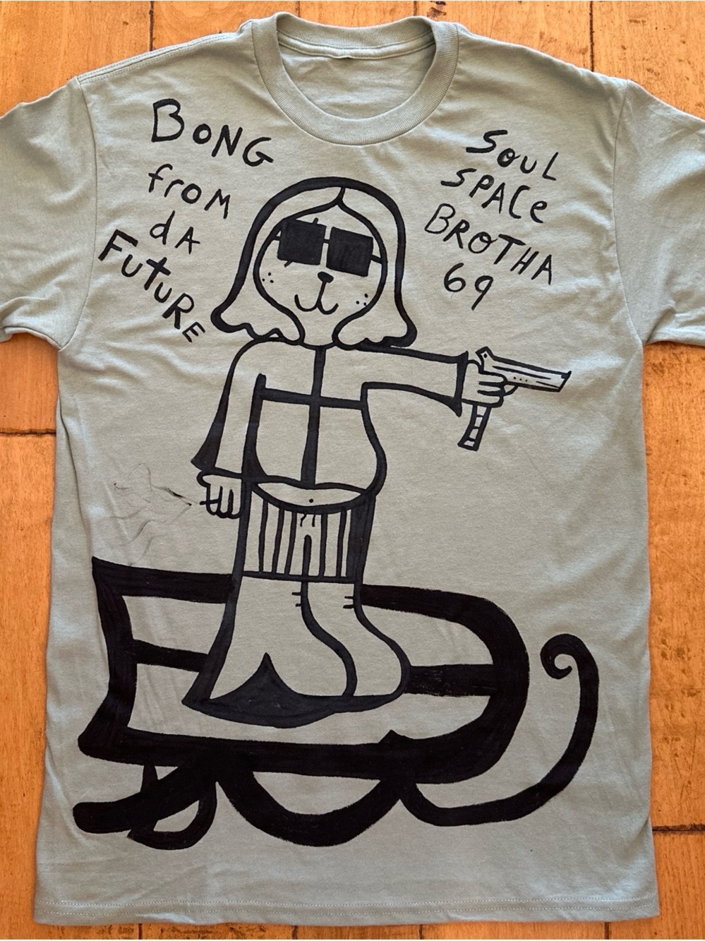 Graphic T‑Shirt in grey with Cartoon Print